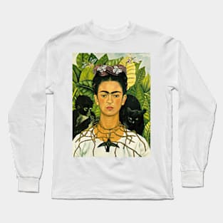 Frida Kahlo Self-Portrait with Thorn Necklace and Hummingbird 1940 Art Print Long Sleeve T-Shirt